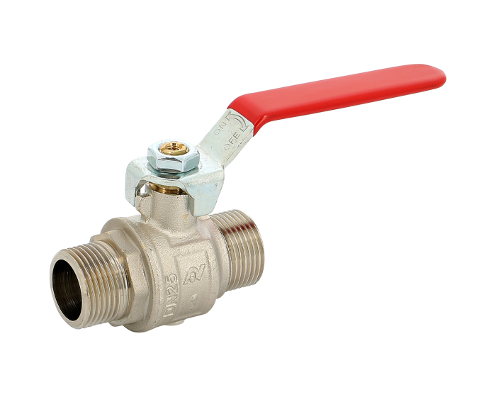 Brass ball valve 538 BSP male/male red lever 3/8''
